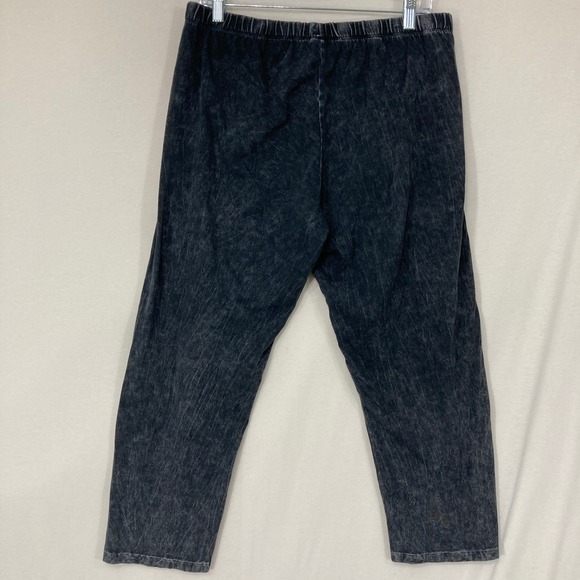 Jess & Jane Crop Pants 1X Black Mineral Wash Elastic Waist Stretch Comfy Soft - Picture 7 of 8